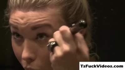 blonde tgirl Aubrey Kate savors and takes a dudes penis