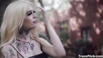 Trans woman with her girlfriend fucks with her stepbrother