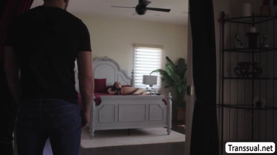 Horny shemale stepmother bareback fucked by handsome stepson