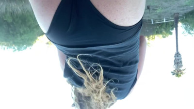 Blondelegs69 outdoors in public
