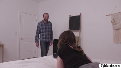 Pervert stepdad licks and fuck the ass of Tbabe stepdaughter