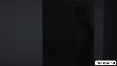 Slutty trans woman let the friend of her bf bareback her ass