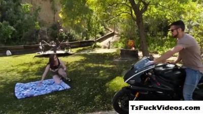 brunette tgirl Skylar Adams gives bj outdoor 025859 875