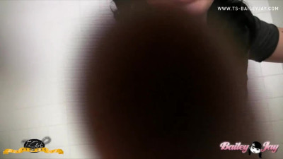 Hot TS Bailey Jay Masturbates and Pees in the Bathroom