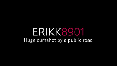 Huge cumshot by a public road