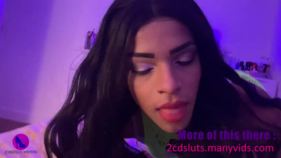Crossdresser Nikita sucking cum in mouth