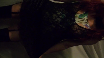 goodgurl34 lace mini dress & latex stockings
