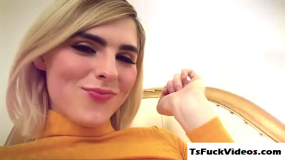 tgirl Ella Hollywood stays hard when anal riding a peni