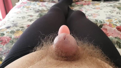 Crossdresser cums handsfree again with vibrtaor in pantyhose
