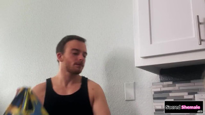 Big tits tgirl Angelina Please licks and fucks a trans guy