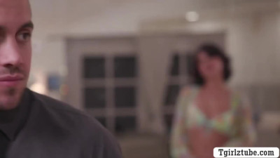 Shemale big tits gets her ass fucked by her boyfriend