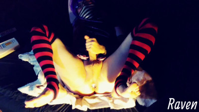 Raven LeTrap cums with butt plug