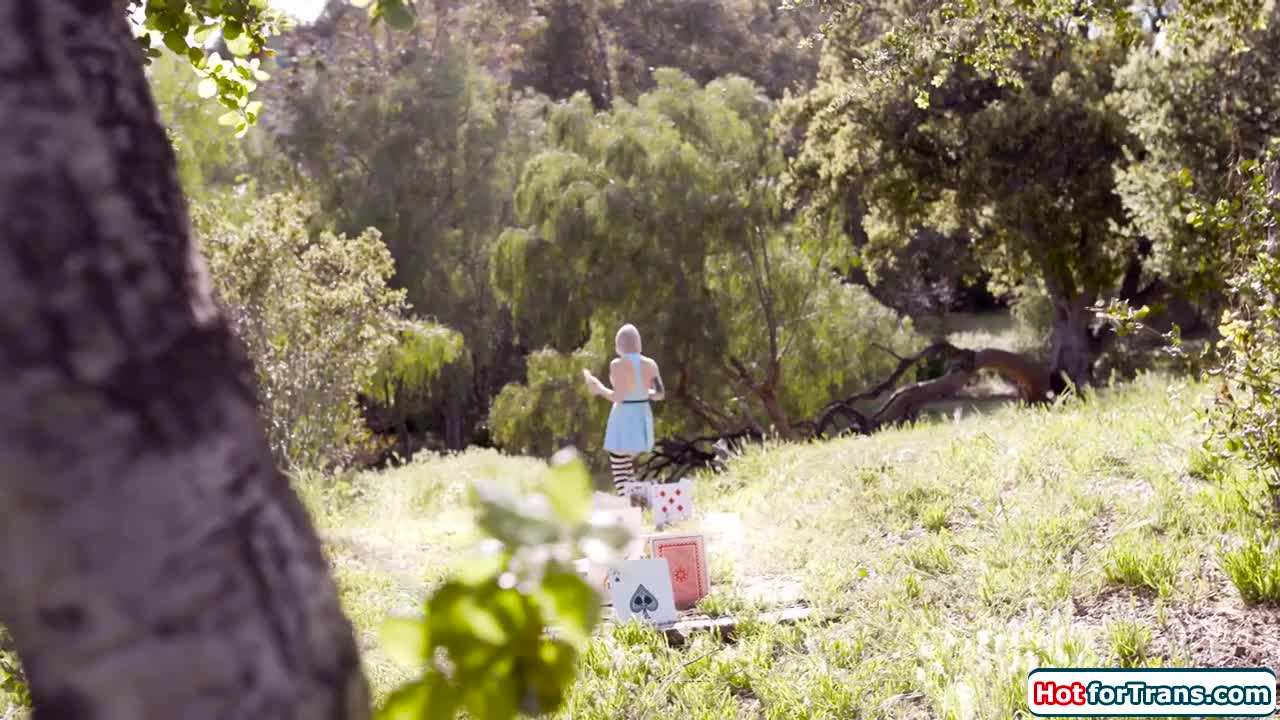 Watch Big tit tgirl Lena Moon sucked by and fucks busty mad hatter Shemale Porn Videos | TranSexBig.