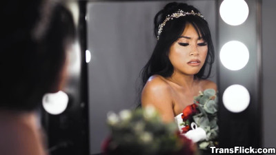 Trans babe Korra Del Rio kiss and fucks this sexy bride to be Ember Snow