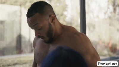 Busty slut shemale lets stepsis black boyfriend bang her ass