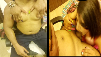 Massaging my top and sucking his cock..