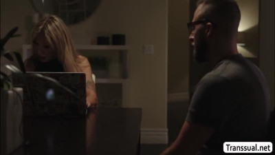 Stepson gets her ass banged by her shemale stepmother