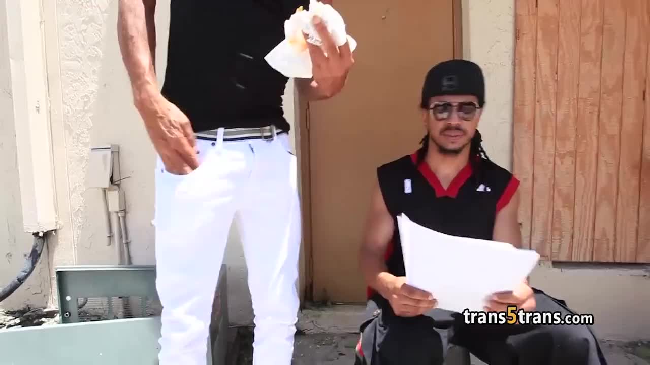 Watch Skinny tgirl take two giant cocks Shemale Porn Videos | TranSexBig.