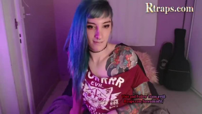 thin latina tgirl with tattoos strokes her dick on webcam