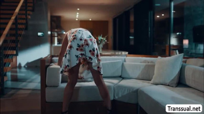 Shemale blonde gets her ass banged by her shy stepson