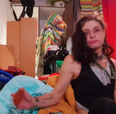 Crossdresser home alone masturbation