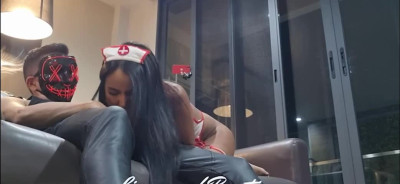 Ladyboy Lizzy with masked man