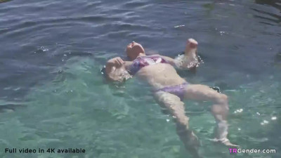 TS chick ready for cock after sunbathing