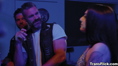 Biker dude falls for TS girl Khloe Kay in a club