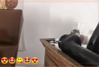 Mistress T punishing sissy with big toys