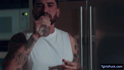 Ts Kate Zoha give messy blowjob taking it all the way down her throat