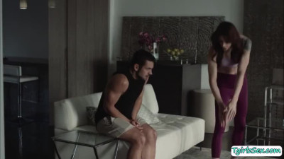 Slut shemale seduces the husband of her friend to anal her