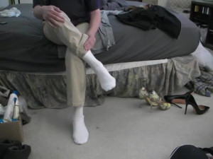 Pants off RHT stockings and cum