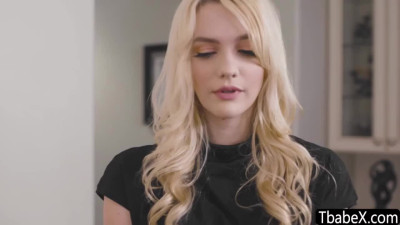 Gorgeous blonde Kenna James take ts Natalie Mars shecock on the chair