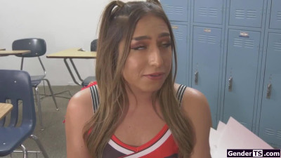 Teen trans cheerleader Colby Jansen barebacked by professor