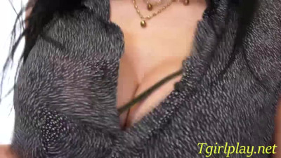 Tall TS Bailey Paris unhitches stockings from her garters