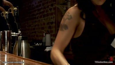 Shemale bartender anal fucking banker