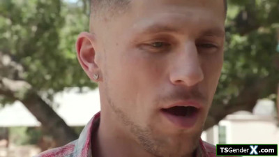 Shemale space alien gets her cock sucked and ass barebacked