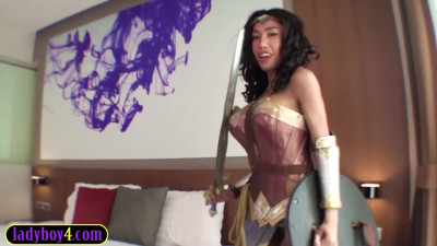 Wonder woman huge dick busty ladyboy teen Mos bangs a guy anal