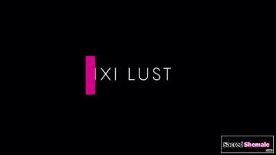 Small tits tgirl Pixi Lust gives footjob through glory hole