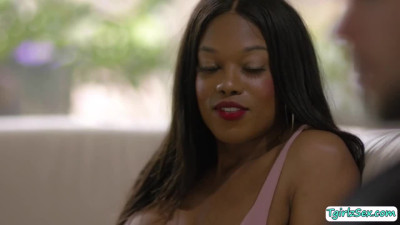 Ebony brunette Tranny babe Jexxica Blake disturbs her stepbro to fuck