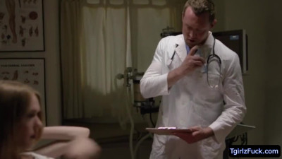 Super slim ts Crystal Thayer tight asshole gets banged in the clinic