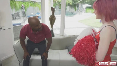 Trans cheerleader Ella Hollywood barebacked by black coach