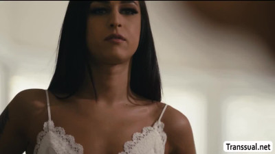 TBabe kneels and start sucking Stepdads dick