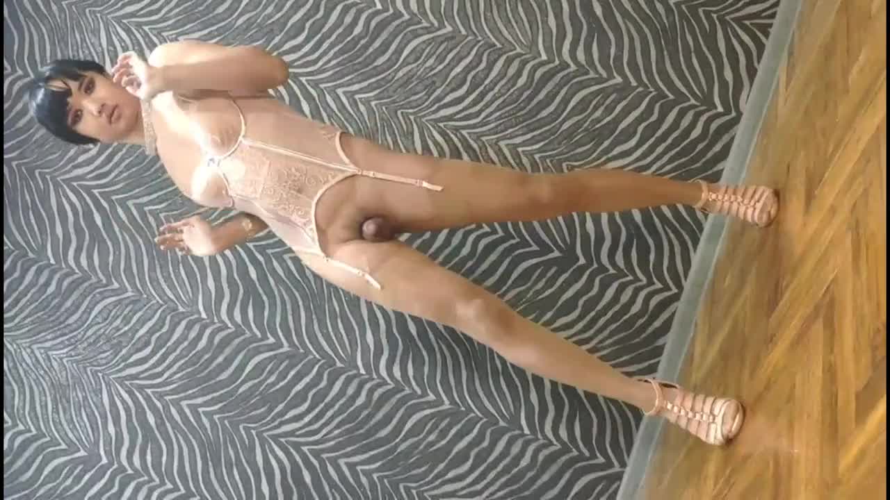 Watch Sweet ladyboy LittlePonnyBoy in peach lingerie Shemale Porn Videos | TranSexBig.