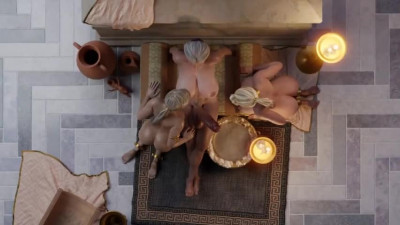 3D Shemale MILF fucks two Slaves