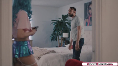 Busty latina tgirl Korra Del Rio gets rimmed and barebacked