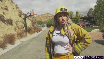 Tranny firefighter Aspen Brooks fucks dirty friend after she swallowed cock