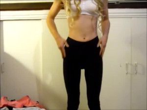 Young sissy strokes and cums