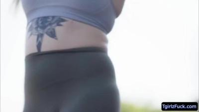 Big assed ts temptress Angelina Please interracial anal sex