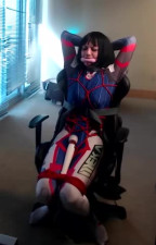Tied myself to a Gaming Chair Wearing DVa Bodysuit Mata